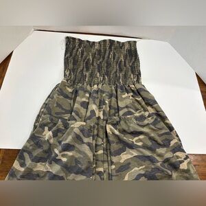 NO BRAND TAG camo smock top strapless stretch jumpsuit size large
